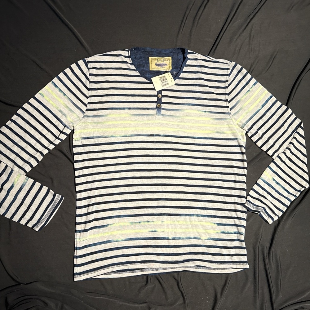 New Men’s Guess Blue Green Striped Shirt XXL 2XL